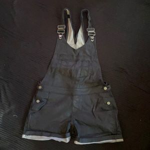 Black overall shorts